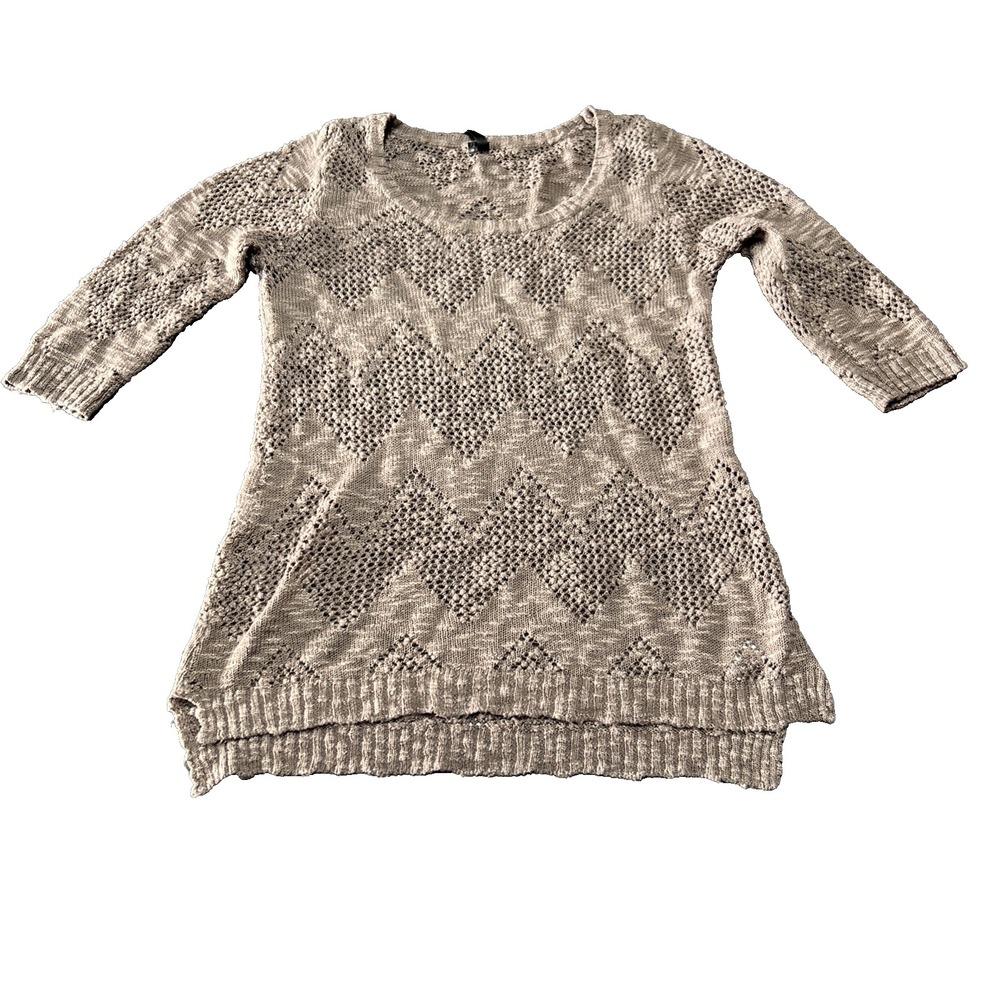 Maurices Knit Top Tunic‎ 3/4 Sleeve Women M Brown Knitted V-Neck Strap Y2K